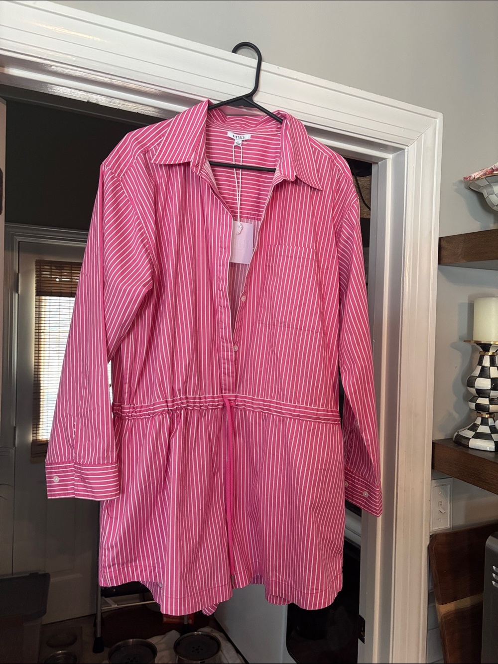 pistola Pink and White Striped Button-Up shorts